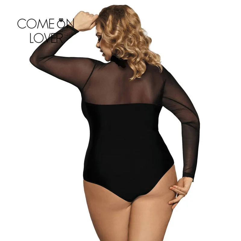 Comeonlover Summer Jumpsuit Woman 2018 Top Femme Plus Size 5XL Fashion Summer Romper Playsuit Long Sleeve Bodysuit RI80373