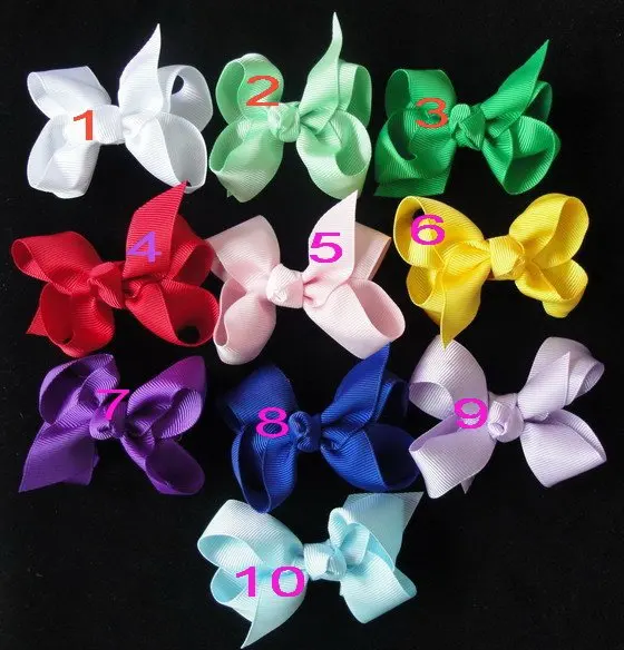 

50PCS girls' hairpin Bows high quality 3'' Baby Hair bow grosgrain ribbon bows hairband colorful best quality