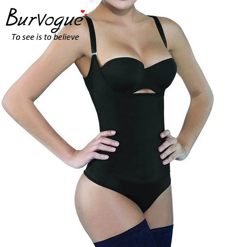 Burvogue Latex Body Shaper Waist Slimming Shapewear for Women Waist Control Underbust Zipper Body Shaper Sexy Underwear Bodysuit