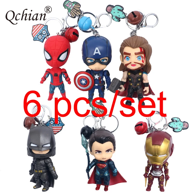 

3D Cartoon Figure PVC Marvel Avengers Keychain Cute Superhero Spider Man Captain America Key Chain Key Ring Kids Key Holder Gift