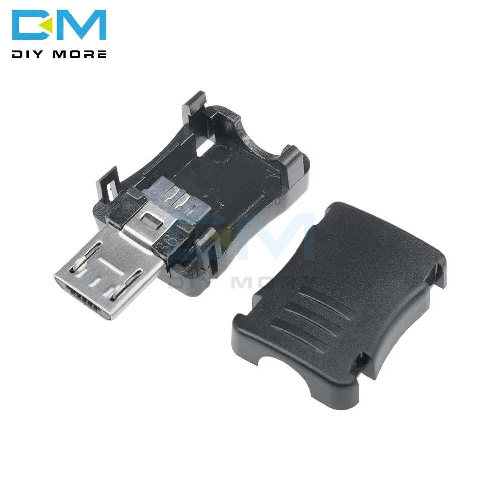 

10PCS DIY Micro USB 5 Pin T Port Male Plug Socket Connector with Plastic Cover Black DIY Electronic Kit