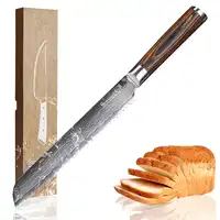 Sunnecko 8" inch Bread Cake Knife Damascus Blade Kitchen Knives Sharp Japanese VG10 Steel Razor Sharp Color Wood Handle
