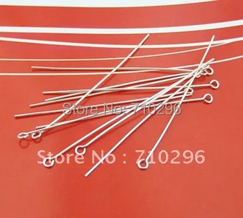 

20pcs/lot 925 Solid Sterling Silver Pin Genuine 925 Eye Pin 0.6*50mm Silver Finding Silver Jewerly