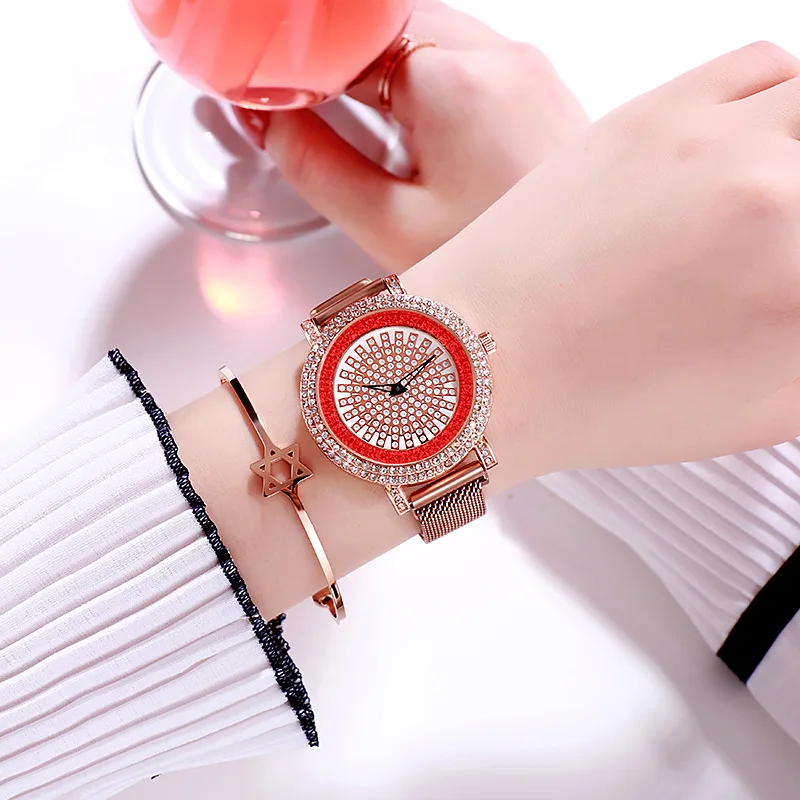 

Starry Women Watches 2019 Luxury Brand Diamond Quartz Ladies Rose Gold Watch Stainless Steel Dress Watch Women Relogio Feminino
