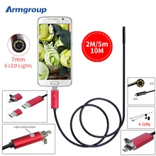 Эндоскопа 7 ММ 2 М 5 М 10 М эндоскоп hd USB Android Endoscopio Камера IP67 2IN1 Android бороскоп USB Endoskop Камеры труб инспекции