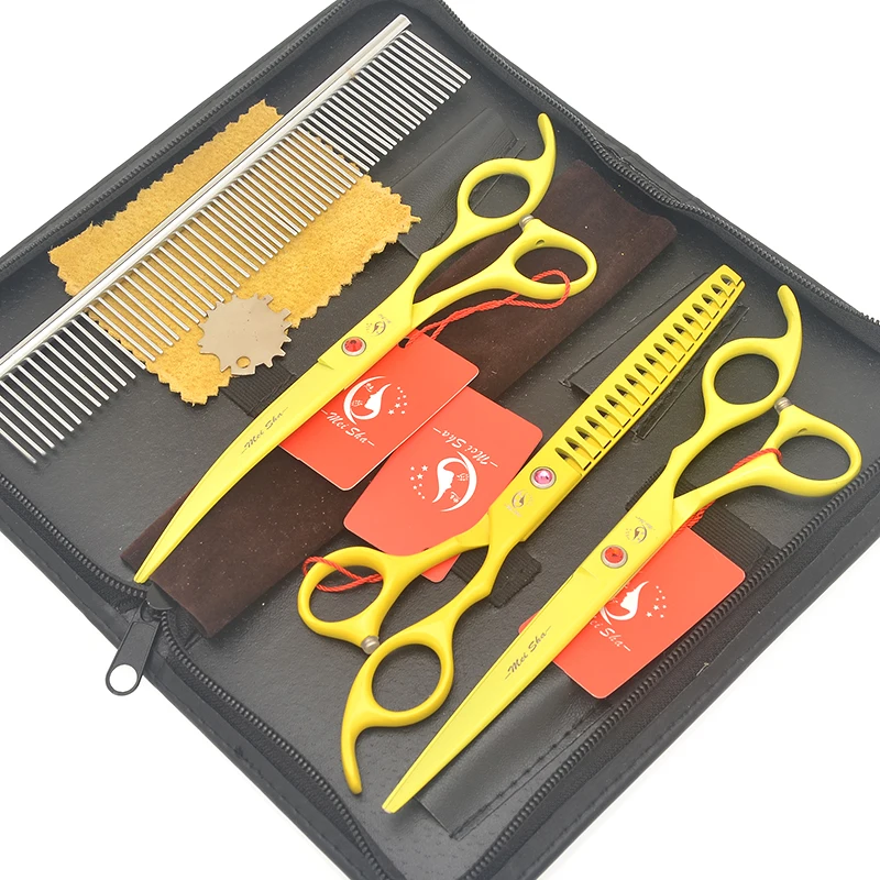 

Meisha 7 inch Pet Scissors Dog Grooming Tool Kit Japan 440c Straight Cutting Scissor Thinning Curved Animal Styling Shear HB0200