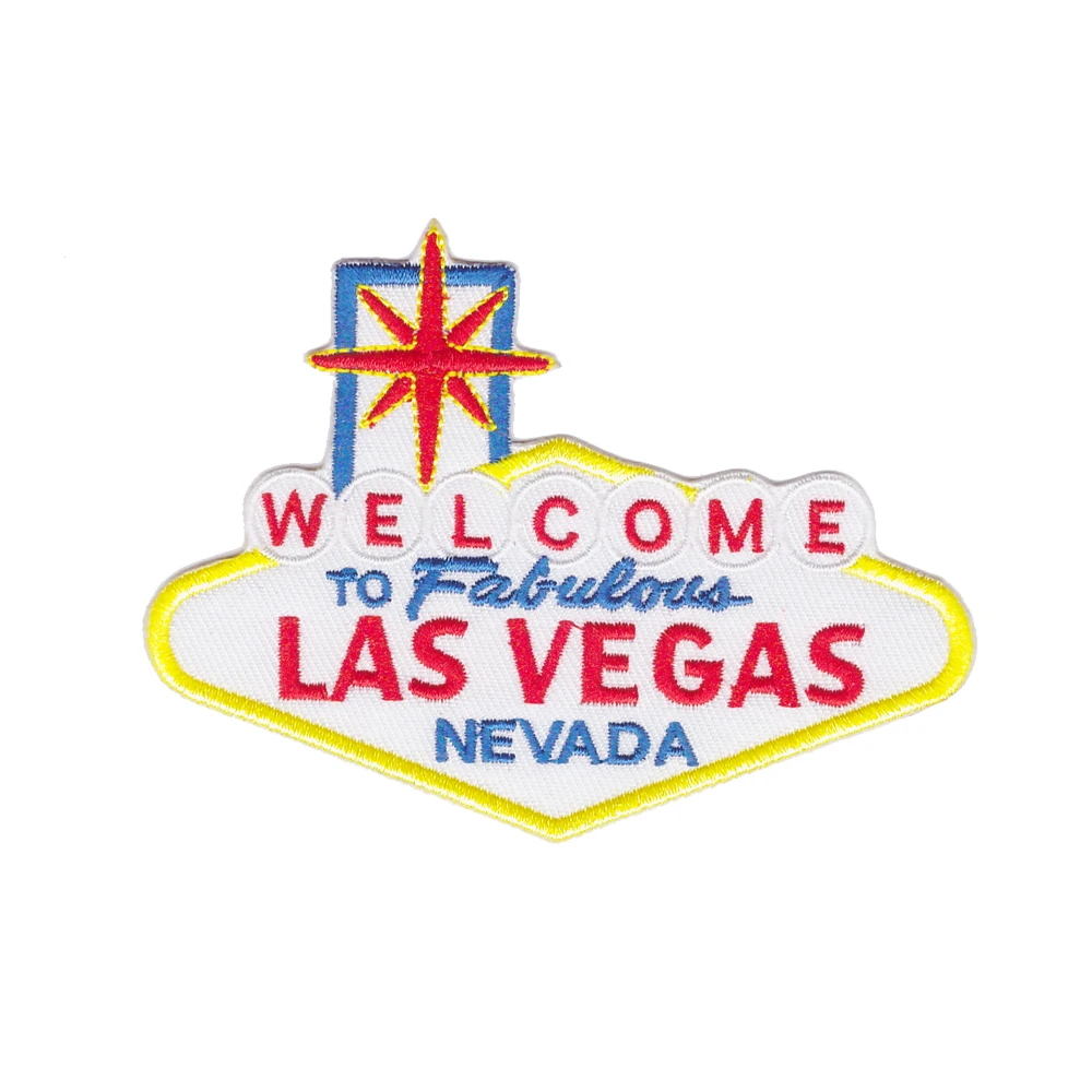 

WELCOME to LAS VEGAS nevada Patch iron-on embroidered Road Sign Highway biker Suitable for all kinds of clothes