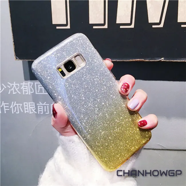 Bling Радужный градиентный чехол для Samsung Галактики S5 S6 S7 край S8 S9 Plus Note 8 A3 A5 J3 J5 J7 Neo J2 рro рrime A8 крышка - Цвет: Цвет: желтый