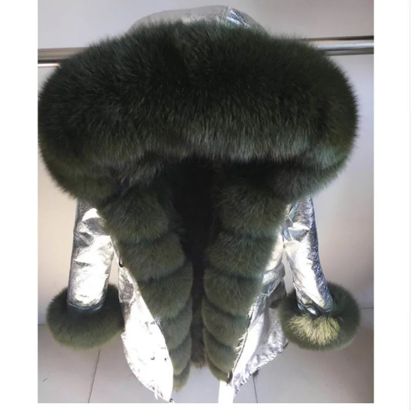 Renard c2 De Véritable Parkas Laveur Manchette Argent c4 c5 Femmes c3 Col Veste Fourrure Imperméable À Hiver Doublure Longue Manteau C1 Décontracté Raton L'eau Capuchon OwI1X0