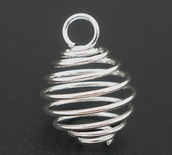 cheap DoreenBeads Alloy Spiral Bead Cages Pendants Lantern Silver color 15mm( 5 8\