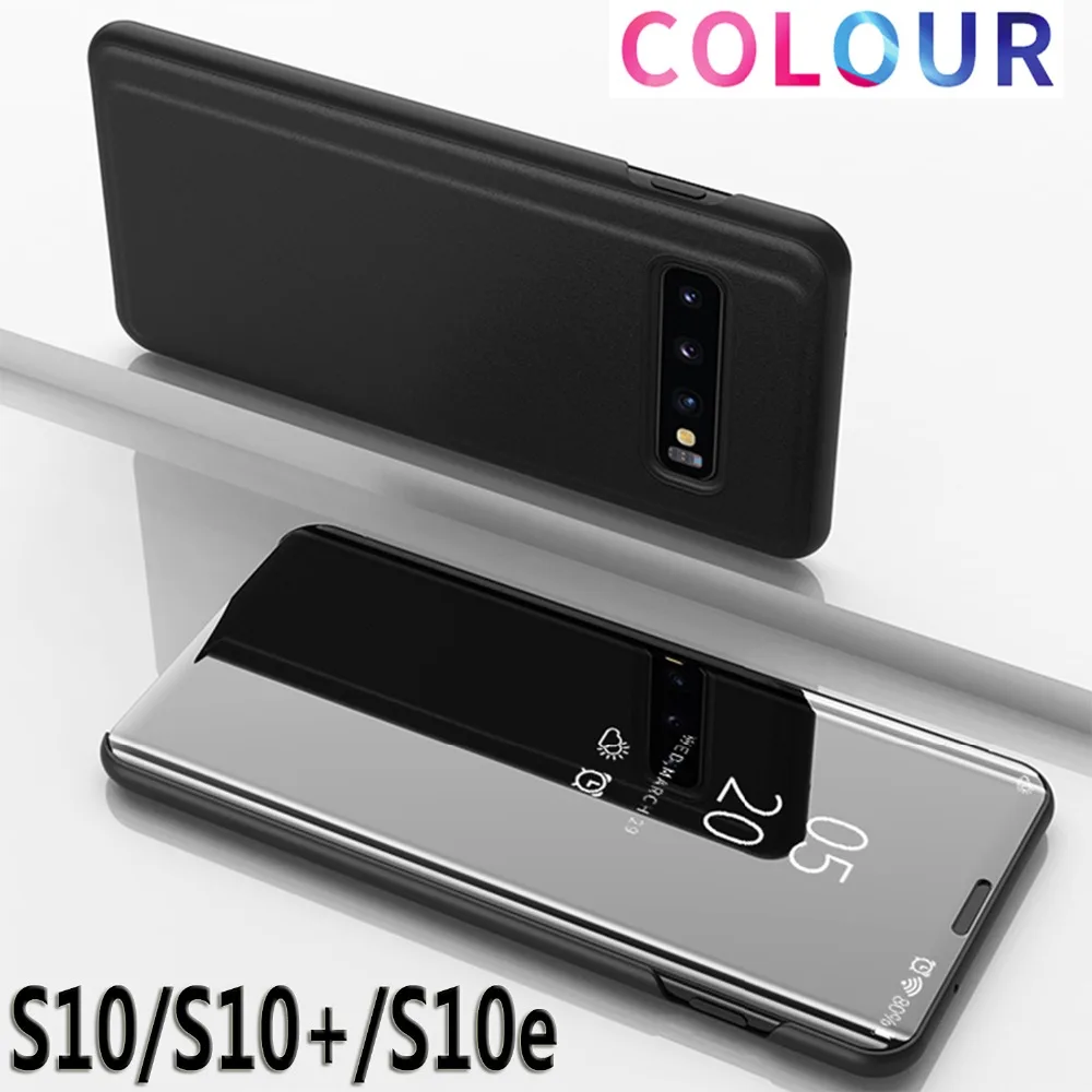 

Glossy Case For Samsung Galaxy S10+ S10 Plus Case Galaxy S10e Lite Smart Plated Mirror Surface Flip Cover For Galaxy S10 Casing