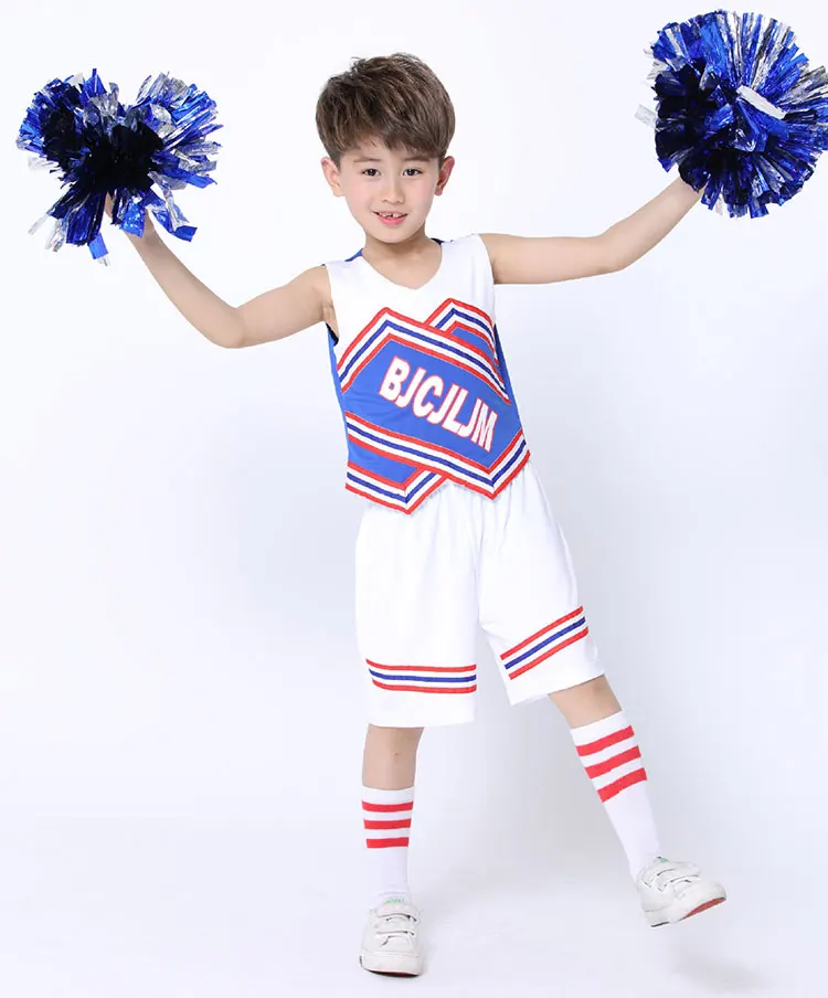 صبي الزي المدرسي للبنين المشجع ازياء الأبيض زي الفتيات التشجيع الجمباز اللباس مع سلامة السراويل