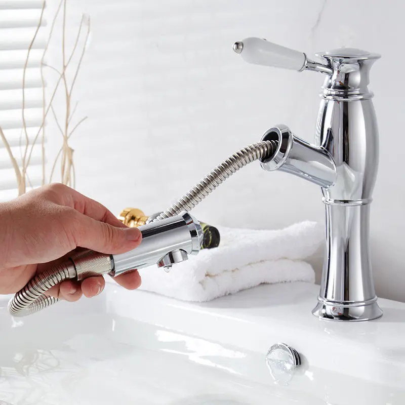 

Bathroom basin and Kitchen Basin double faucets, all copper faucets, multi-color faucets with crystal sprinkler style faucets