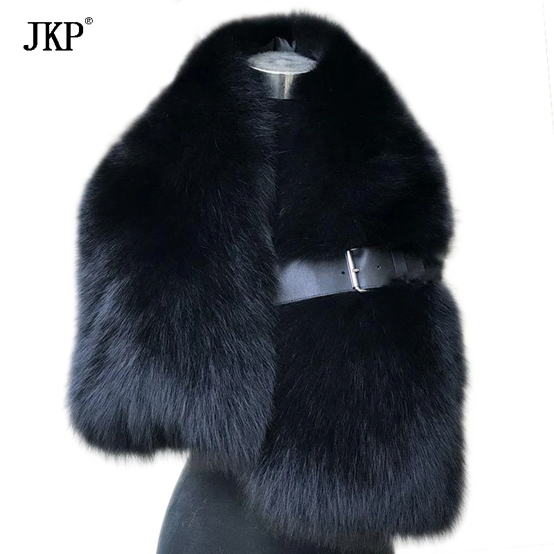 

100% Natural Black Fox Fur Collar Real Raccoon Fur Collar Womens Fur Shawl Raccoon collar Fur Scraves CWJ02