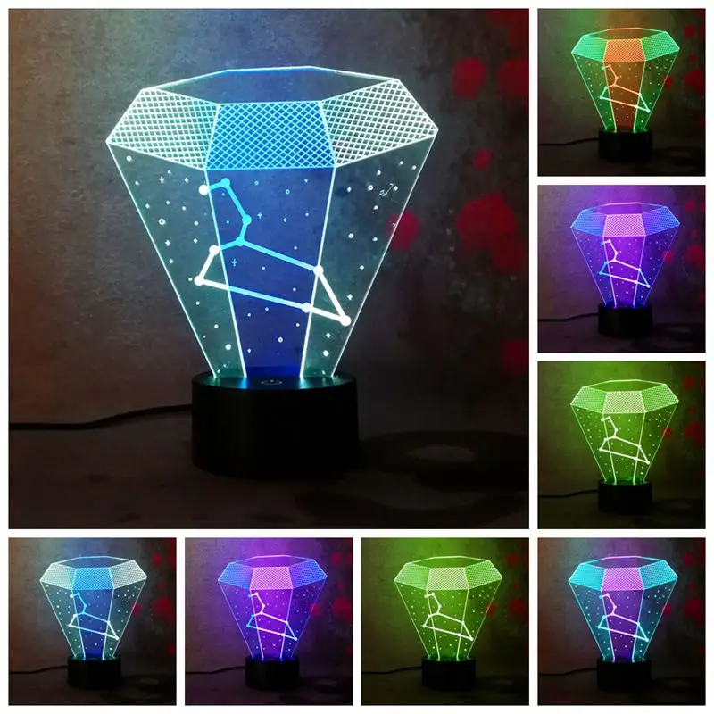 Surprise Luminaria 3D LED Twelve Constellation Leo Night Light 7 Color