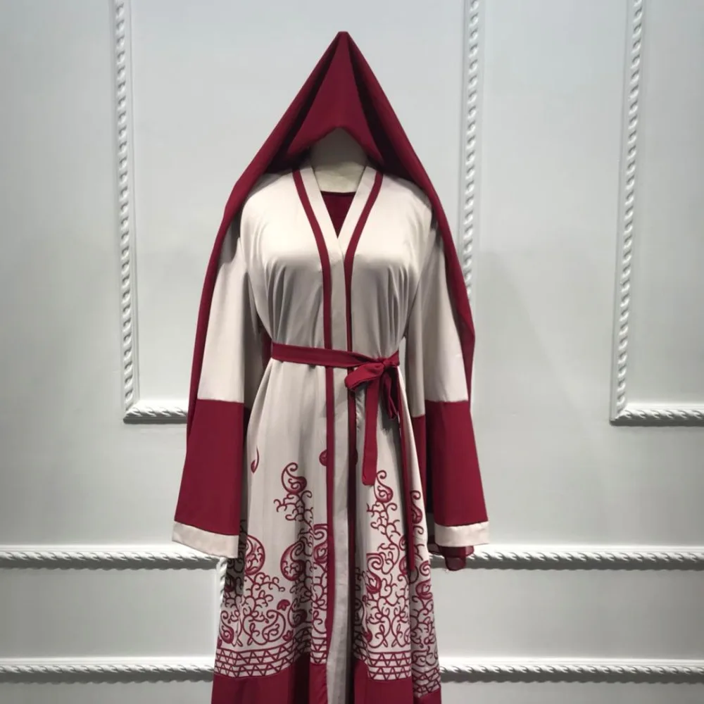 Модные мусульманские платья с принтом Abaya кардиган кимоно длинный халат туника