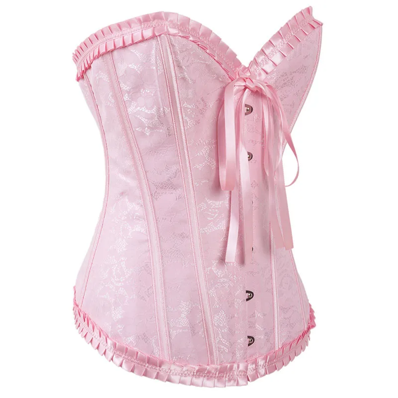Женский жаккардовый корсет розовый для похудения в готическом стиле|corset