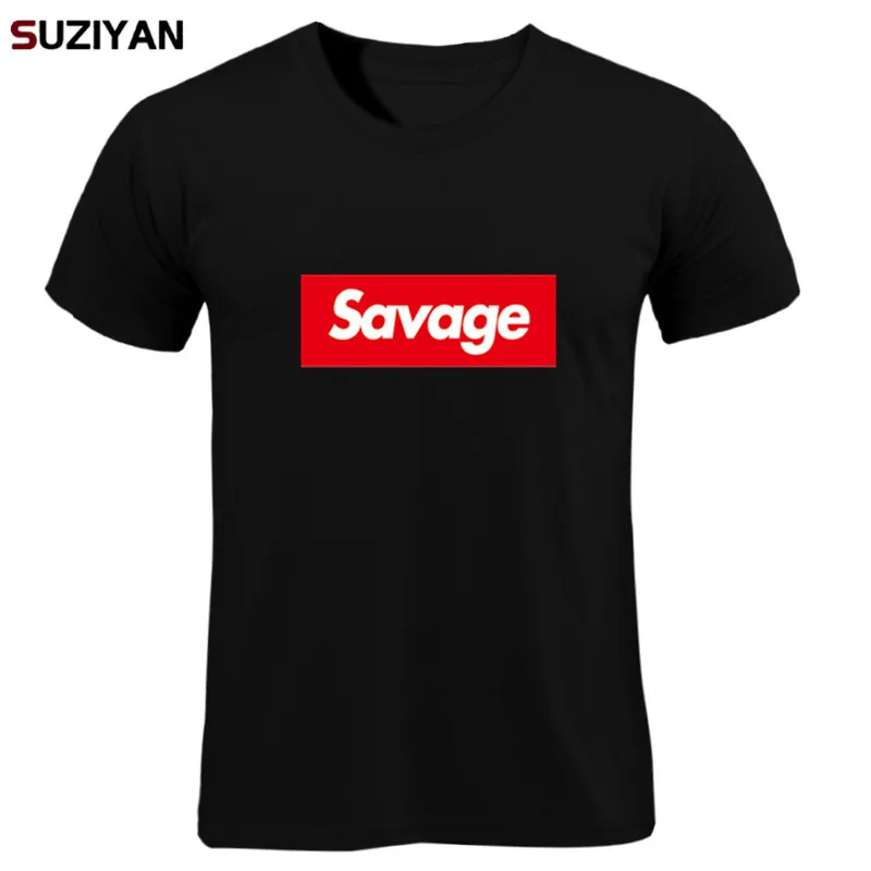 

Mens Suprem T Shirts Print Savage T Shirt Parody No Heart X Savage Mode Slaughter Gang ATL Cotton Short Sleeved T-shirt 2019
