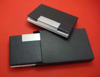 

100PCS PU Leather Aluminium Card Holder Case -DHL & FEDEX FREE SHIPPING