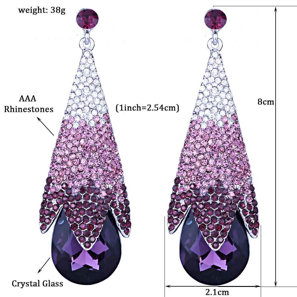 FARLENA ювелирные изделия Для женщин Роскошные Свадебная вечеринка висячие серьги с инкрустацией с разноцветные стразы большие серьги в форме капли воды с длинными