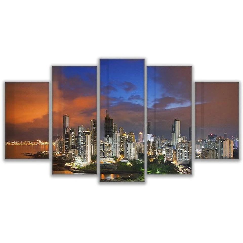 Canvas-Painting-For-Living-Room-Wall-Art-Frame-5-Pieces-City-Nightsky-Sunset-Landscape-Poster-Home (3)