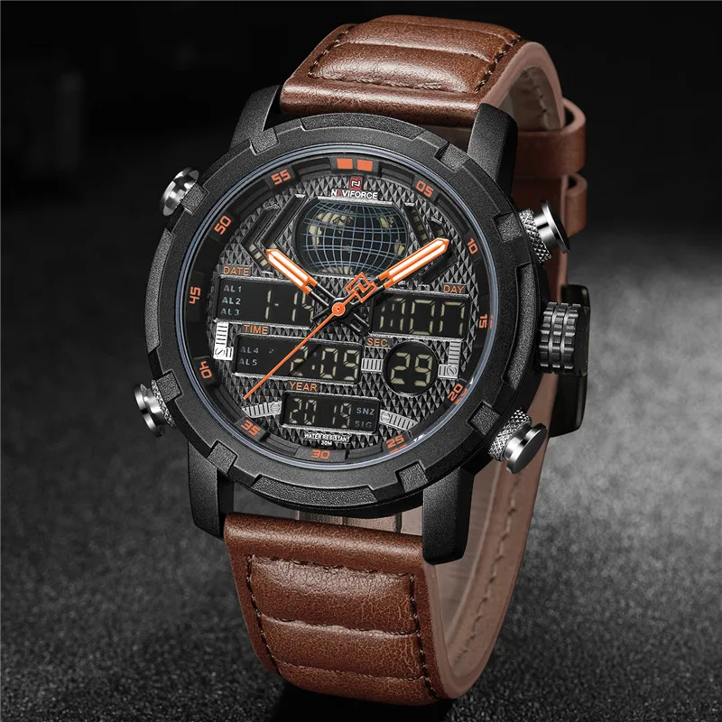 Часы NAVIFORCE мужские цифровые аналоговые спортивные военные 9160|Кварцевые часы| |