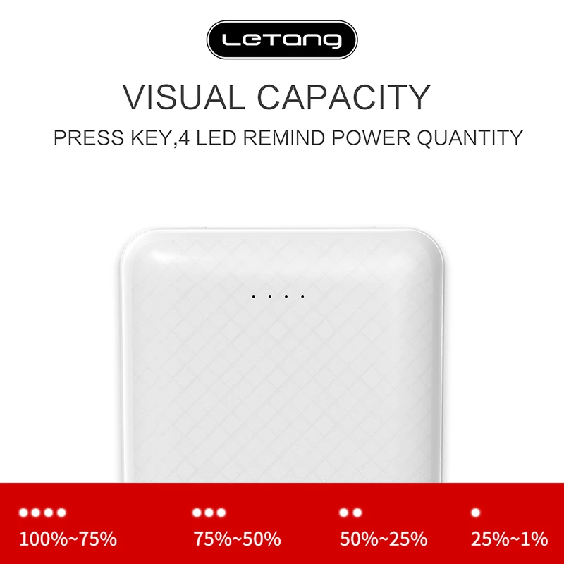 Letang mi ni 10000mAh портативное зарядное устройство для зарядки тонкий повербанк