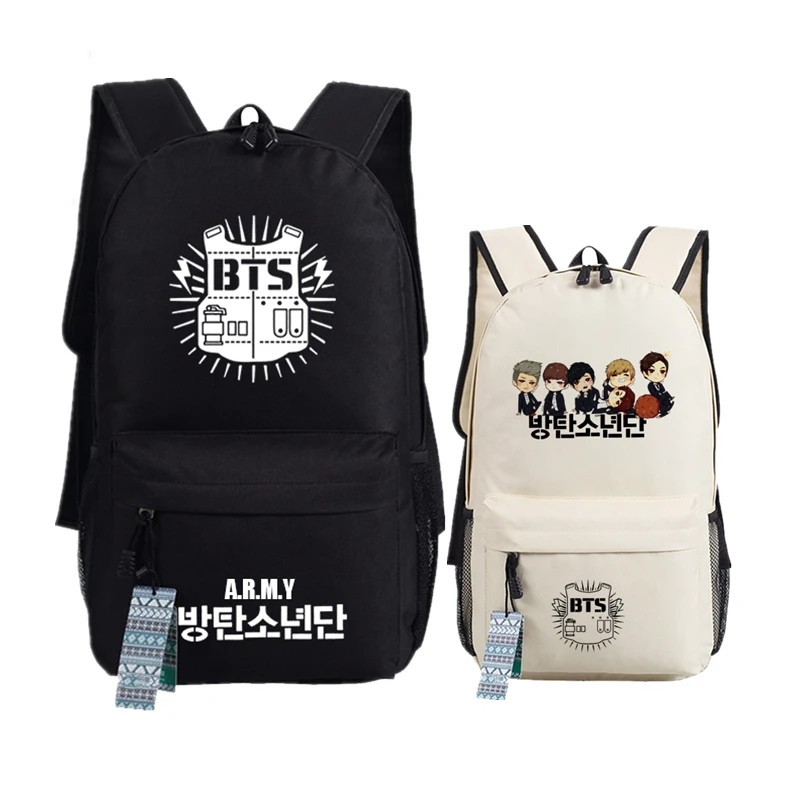 New BTS Bangtan Boys Printing School font b Backpack b font WINGS Canvas font b Backpacks