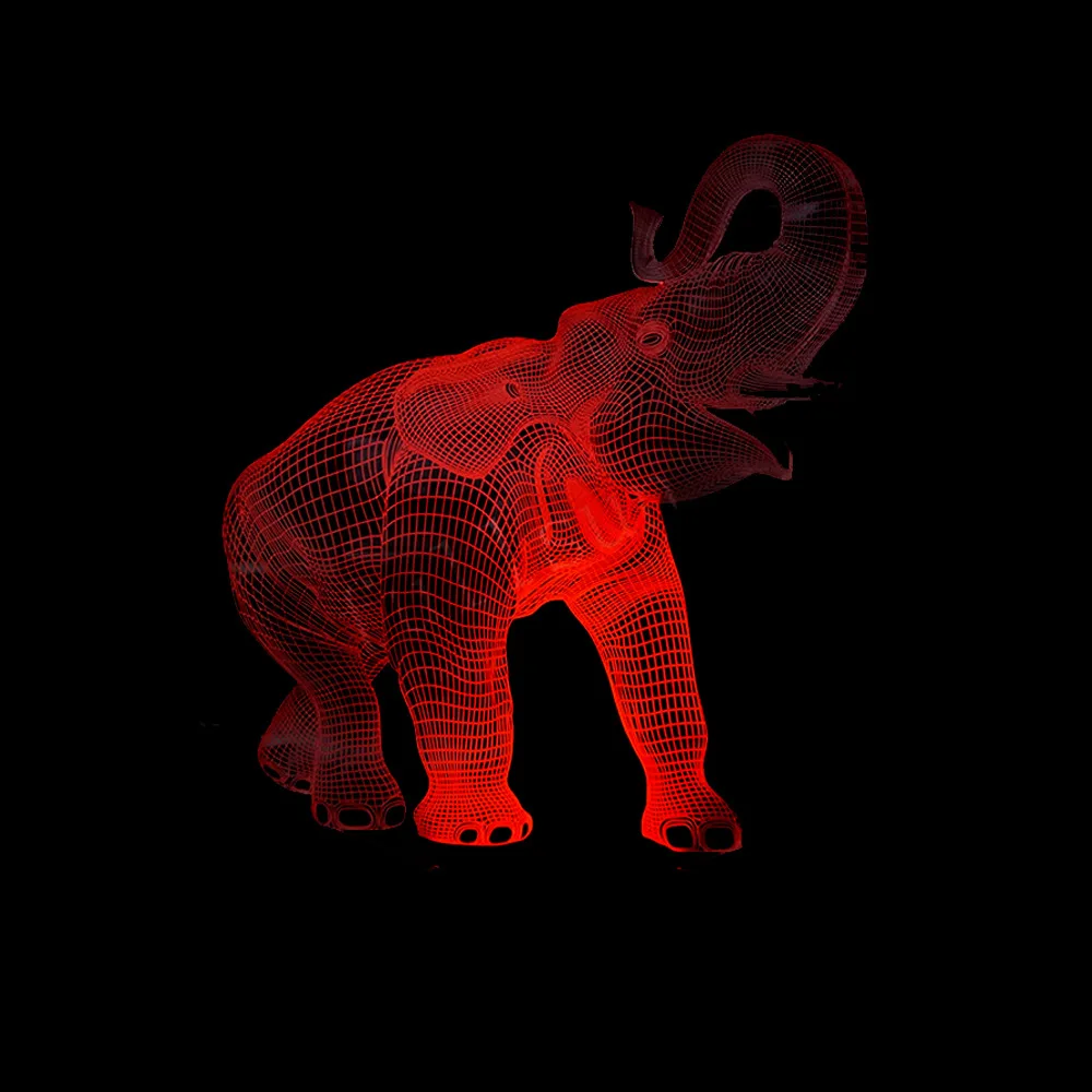 Новая настольная лампа со слоном 7 красочных сенсорных светодиодных 3d ламп стерео визуальная настольная лампа подарки атмосфера 3d ночник