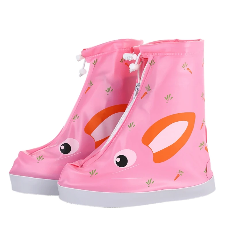 Водонепроницаемый детский дождевик для обуви с животным принтом, Защитные чехлы для обуви многократного применения, аксессуары для зонтов - Цвет: Pink- XXL