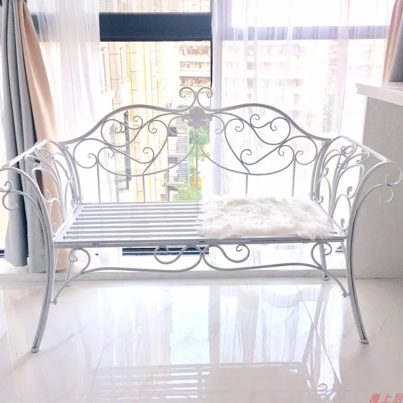 20%European Wrought Iron Sofa Chair Outdoor Bench Balcony Living Room Double Chair Park Chair Leisure Garden Table And Chair