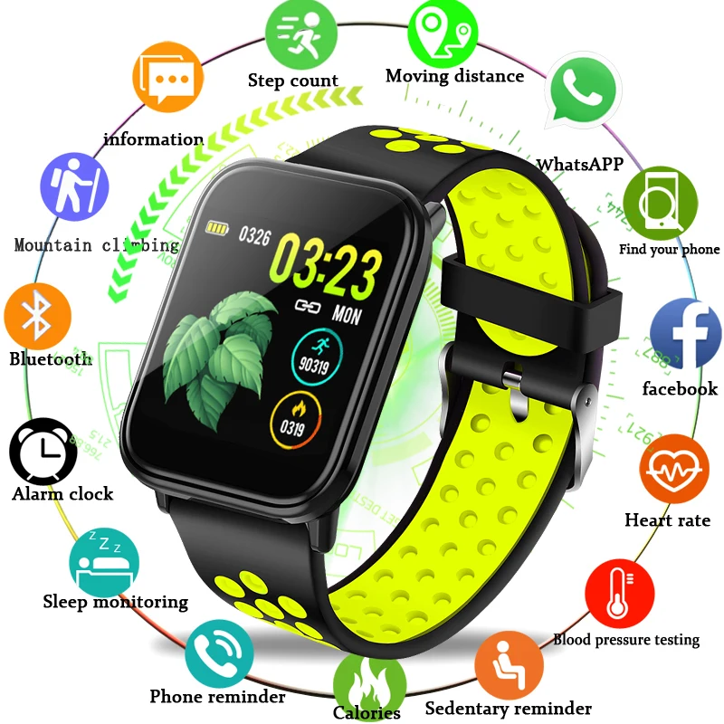 

BANGWEI Smart Watch OLED Color Full Screen Touch Screen Yellow fashion smart sports watch Blood pressure heart rate monitor Band
