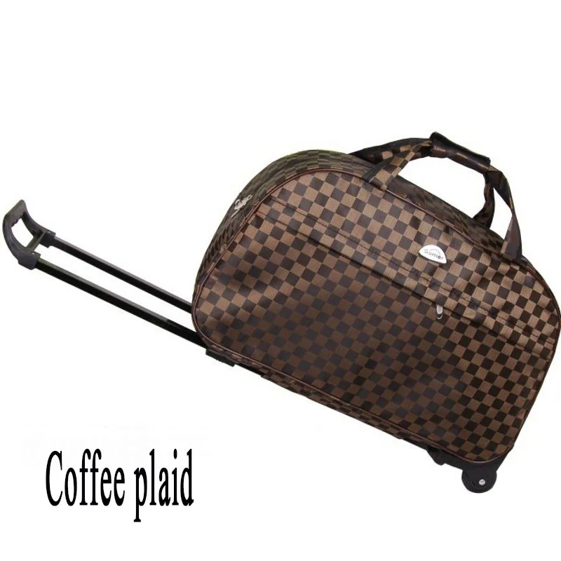 Сумка для путешествий на колесиках, дорожные чемоданы на колесиках, женская сумка-Органайзер - Цвет: Coffee plaid