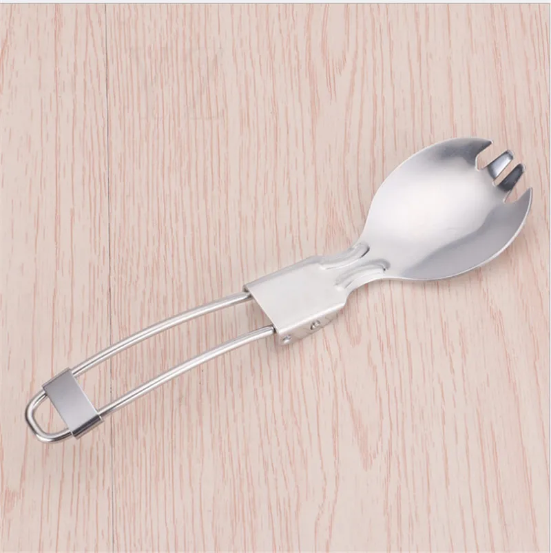 304 Stainless Steel Folding Cutlery Set Folding Knife and Fork Spoon Salad Spoon Straw Outdoor Portable Folding Tableware