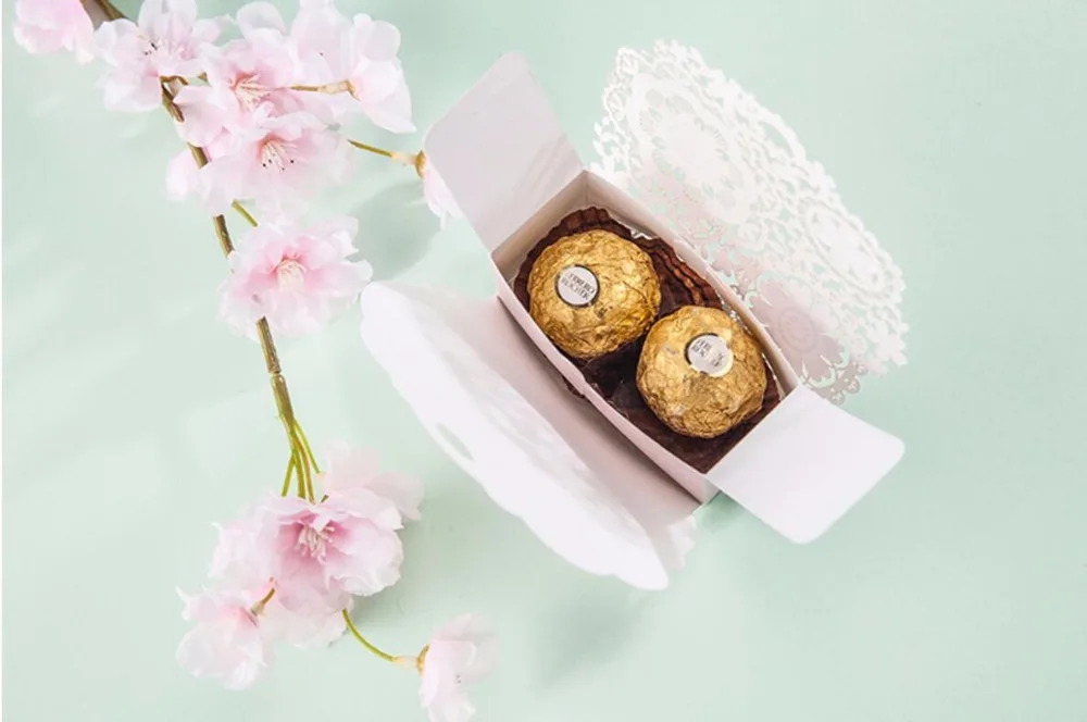 Лазерная резка кружева цветок Свадебная коробка день рождения конфеты подарки