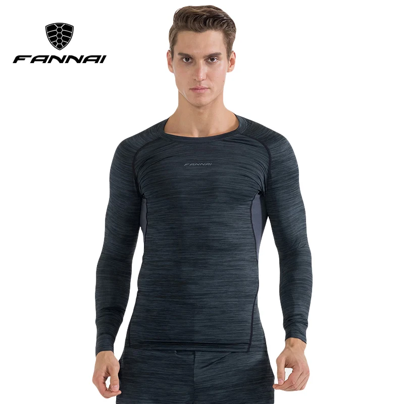 

FANNAI Long Sleeve Sport Shirt Men Quick Dry Men's Running T-shirts Gym Clothing Fitness Compression Top Mens Rashgard Jersey