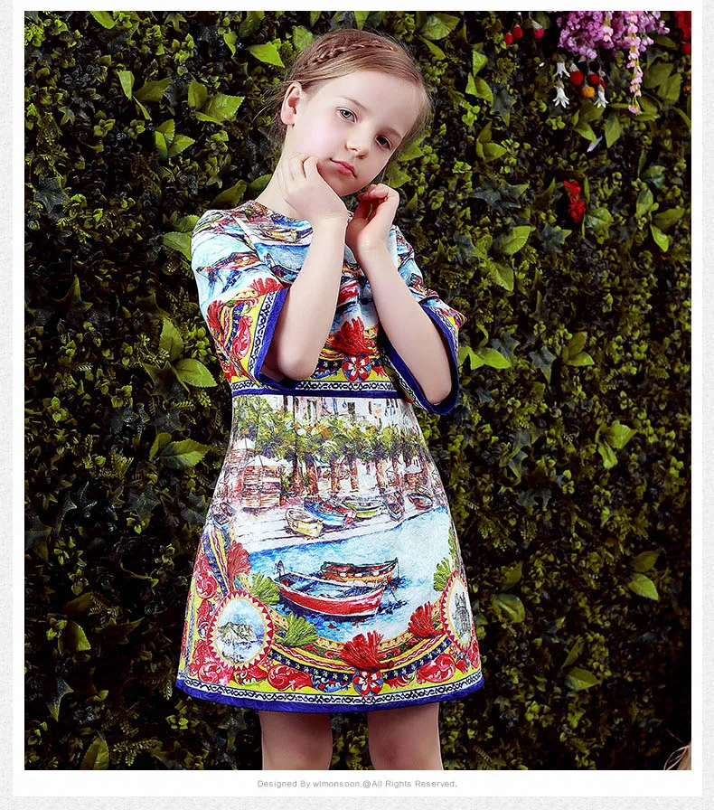 Free shipping WL MONSOON Girl Carretto Rose Dress spring Brand Rapunzel Dress Princess Costumes Kids Cloth