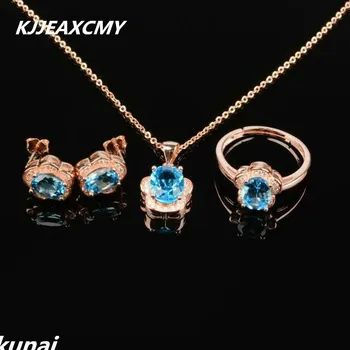 

KJJEAXCMY Colorful jewelry Multicolored jewelry 925 silver inlay natural Topaz Blue Suit female models