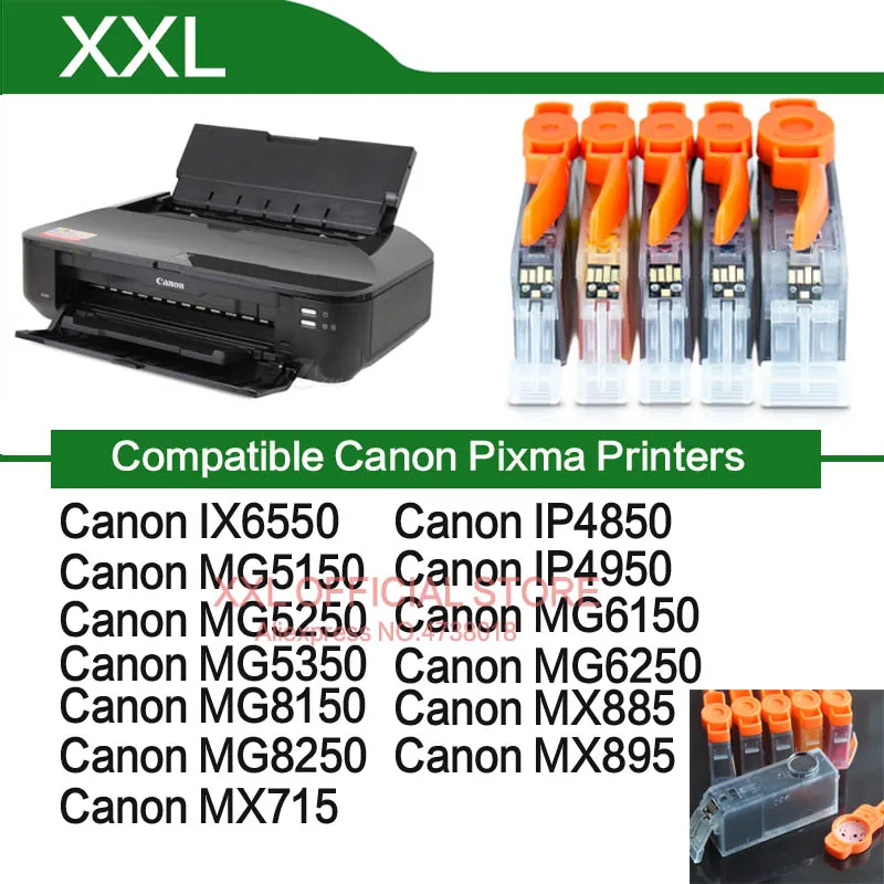Cartouche d'encre pour imprimante Canon, pour modèles IX6550, MG5150, 6550,  5150 MG, PGI525 - AliExpress