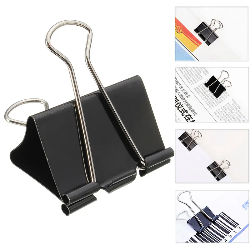 

12PCS/Set 19mm Foldback Metal Clips Removable Filing Fold Back Color Clamps School Office Binding Supplies