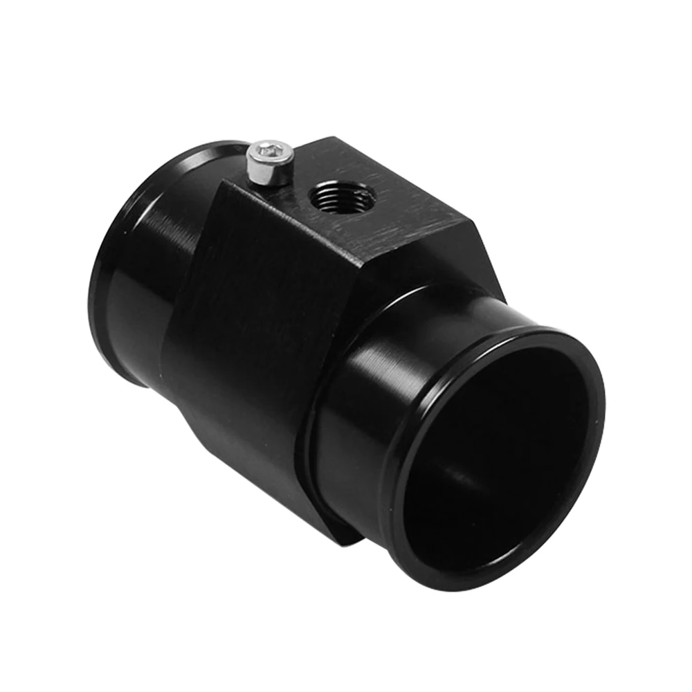 Water Temp Joint Pipe,Aluminum Water Temp Meter Temperature Joint Pipe Radiator Hose Sensor Gauge Adaptor with Clamps Black 38mm 28MM