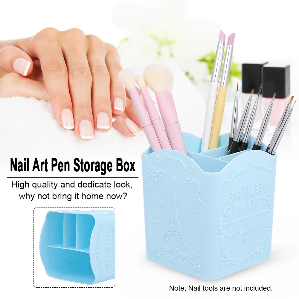 

4 Compartments Nail Art Pens Makeup Brushes Storage Holder Box Nail Cosmetic Brush Holder Rack Nail Art Tools Organizer Case