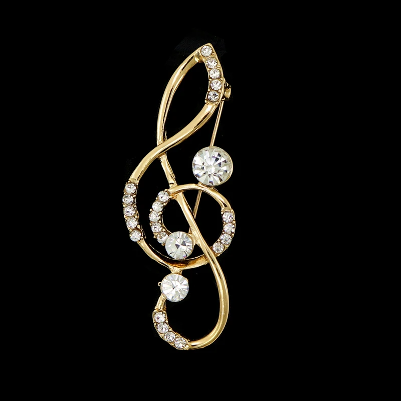 

OneckOha Rhinestone Musical Note Brooches Two Designs Zinc Alloy Jewelry Pin