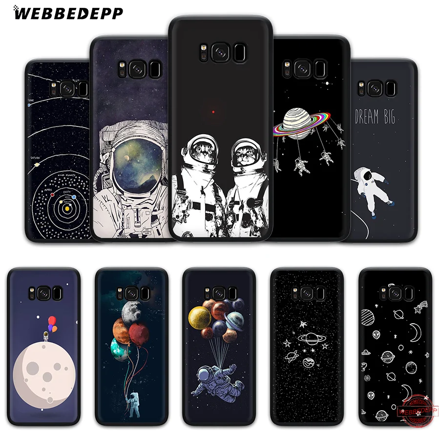 WEBBEDEPP Astronaut Space Outer Soft Case for Samsung A6 A7 A8 A9 J6 2018 S6 S7 S8 S9 S10E S20 Ultra Note 8 9 10 Lite Plus | Мобильные