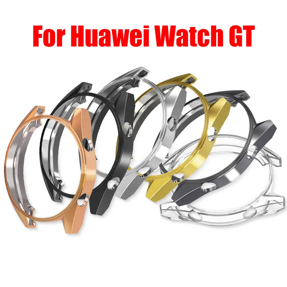 Luxury Plating+TPU Slim Protective Case for Huawei Watch GT Frame Hard Silicone Flexible Case For Huawei GT Huawey Smartwatch