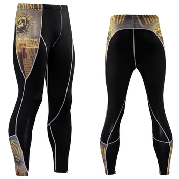 

2017 new fashion Men's Compression Pants 3d-print Quick-drying Thin Leggings Tights Fitness MMA Trousers Seams Tousers
