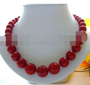 

FREE SHIPPING>@@> N2114 16mm perfect round red south sea shell pearl necklace