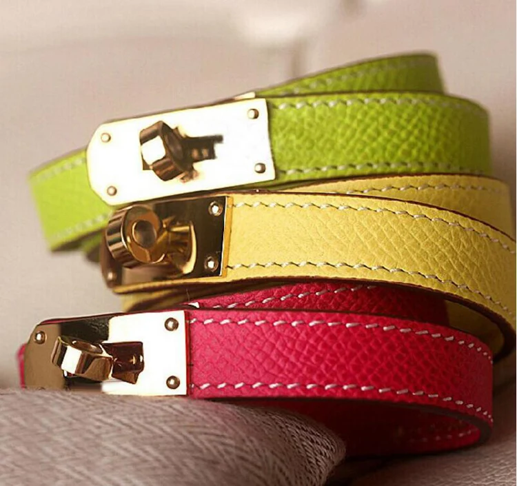 

High Quality Kelly Punk Style Fashion Bracelet Double Layer Genuine Leather Bracelet&Bangle For Women