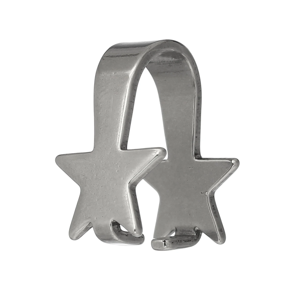 8SEASONS Stainless Steel Pendant Clips &amp Clasps Silver Tone Stars 16.0mm( 5/8&quot) x 10.0mm( 3/8&quot) 10 PCs | Украшения и