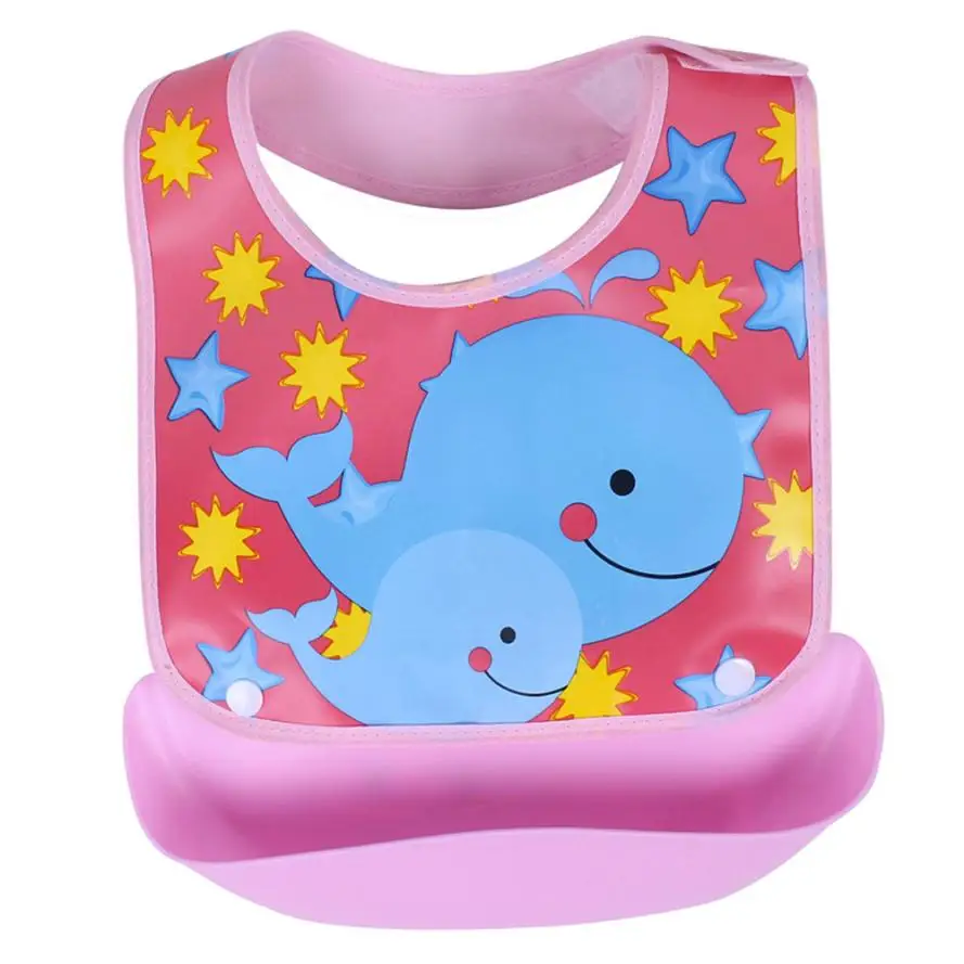 Baby Bibs Detachable Infant Children Kids Cartoon Waterproof Feeding Apron Saliva Towel Bib Smock Burp Cloths Baby Accessories - Цвет: Pink